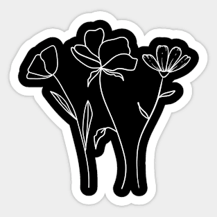 Elegant floral composition hand drawing - Delicate flowers Sticker